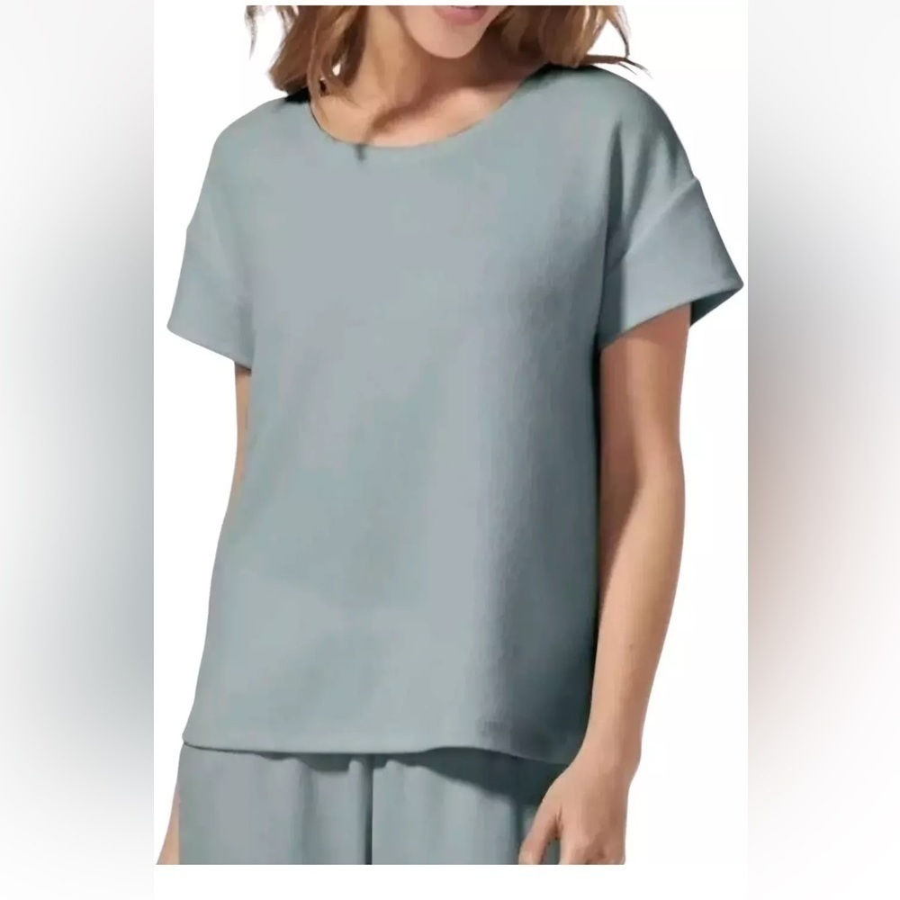 Tommy Johns Womens Waffle Weave Lounge Sleepwear SS Top Size XS Gray
